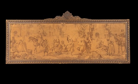 Vintage Middle Eastern Style Framed Tapestry