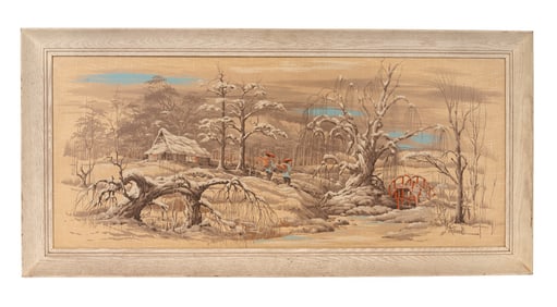 Vintage James Bunnell Winter Scene Serigraph