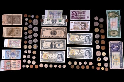 U.S. and Foreign Coins and Currency (75+ pcs)