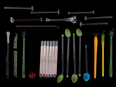 Vintage Art Glass, Advertising Swizzle Sticks (26)