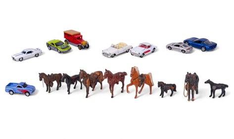 Vintage Metal Horses and Die Cast Cars