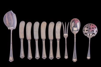 Sterling Silver Serving Pcs (4), Butter Knives (6)