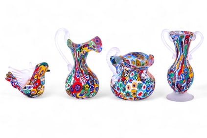 Murano Millefiori Art Glass Set (4 Pc.)