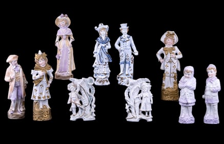 Porcelain Figures, Bisque, Vases (10 Pc.)