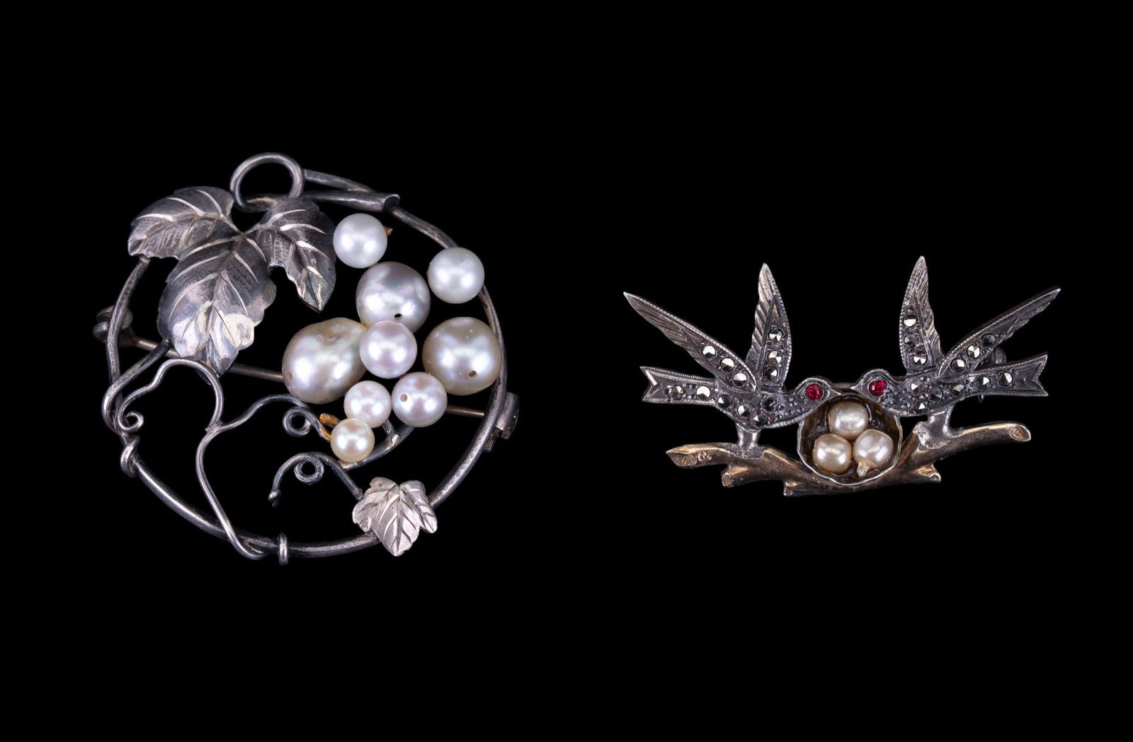 Early Sterling Silver Pearl Brooches (1 of 7)