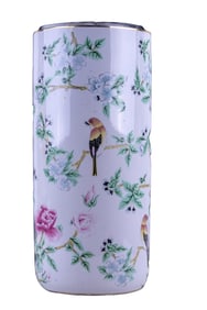 Chinese Floral White Umbrella Stand