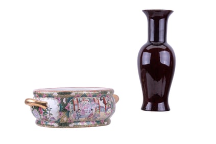 Chinese Brown/Red Vase, Decorative Platter