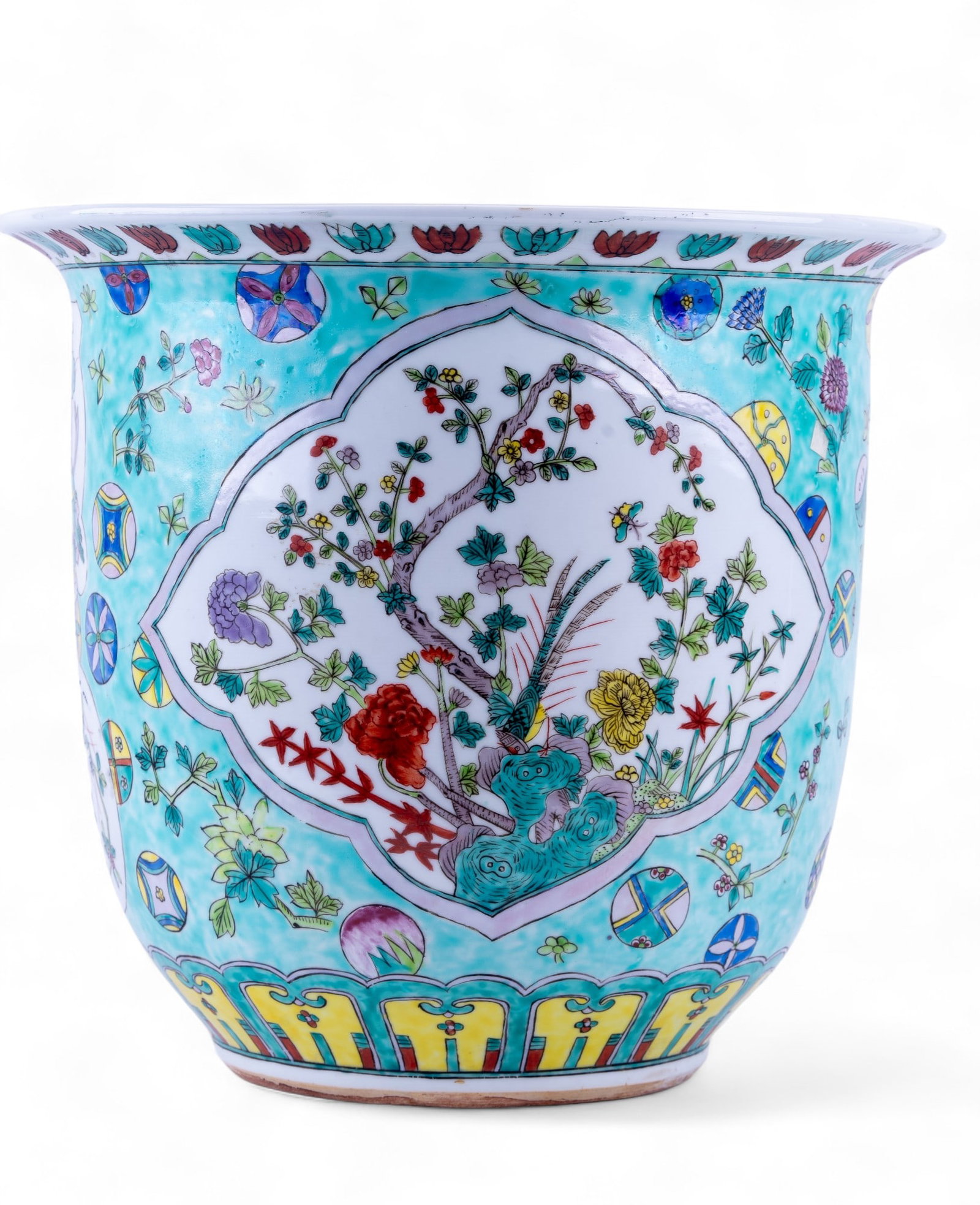 Large Chinese Painted Planter w/ Nature Scene (1 of 16)