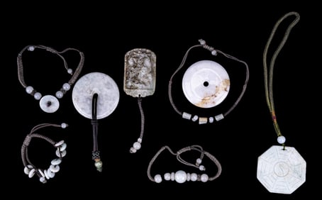 Jadeite Pendants, Bracelets (White)