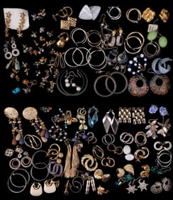 Two Trays of Studded Costume Earrings