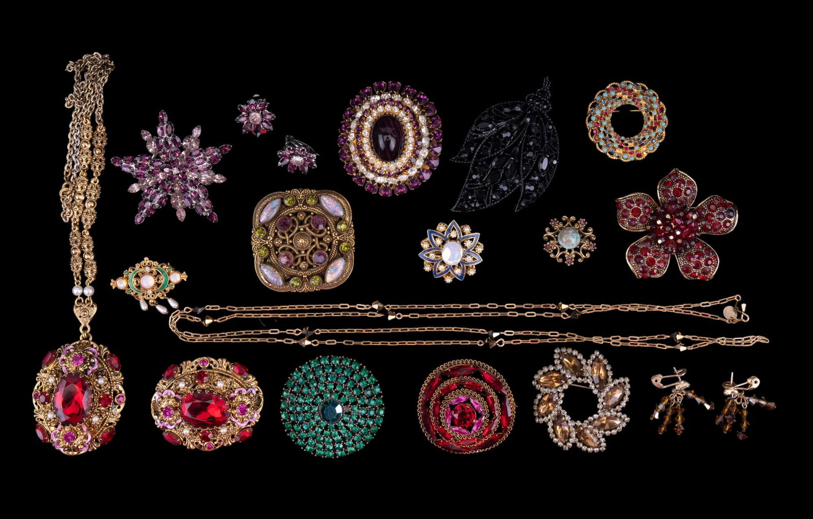 Rhinestone Brooch Sets, & 10 Rhinestone Brooches (1 of 6)
