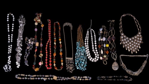Two Trays of Costume Jewelry Necklaces (15 Total)