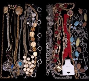 Two Trays of Costume Jewelry Necklaces (18 Total)