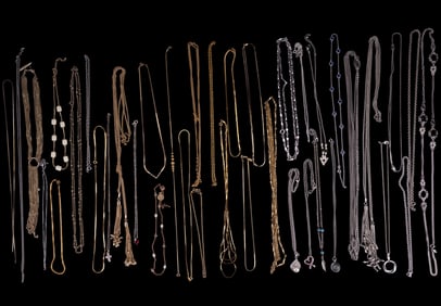 Two Trays of Silvertone and of Goldtone Necklaces