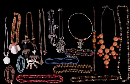 Two Trays of Costume Jewelry Necklaces (18 Total)
