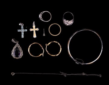 Mixed Sterling Silver Jewelry Grouping (10 Total)