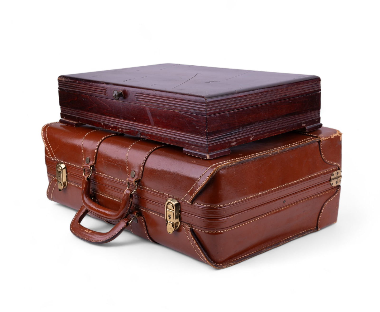 Vintage Leather Suitcase, Flatware Box (1 of 8)