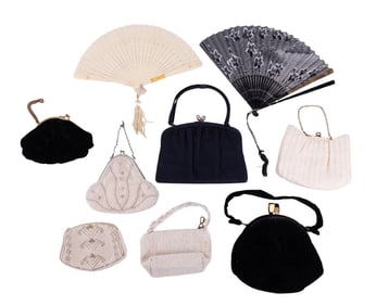 Vintage Purses + Fans (9Pc.)