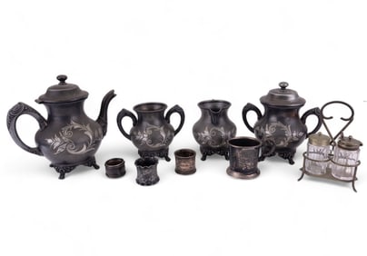 Antique SP Tea Set (5 Piece), Tiffany, More