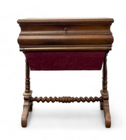 Early Sewing Chest / Stand w/ Contents