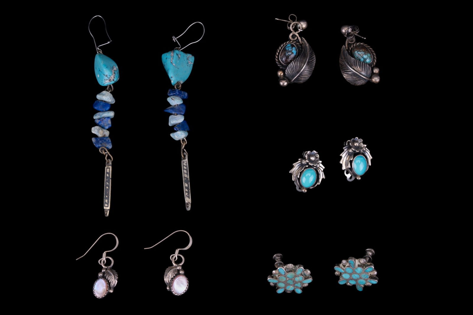 Vintage Native American Silver Turquoise Earrings (1 of 10)