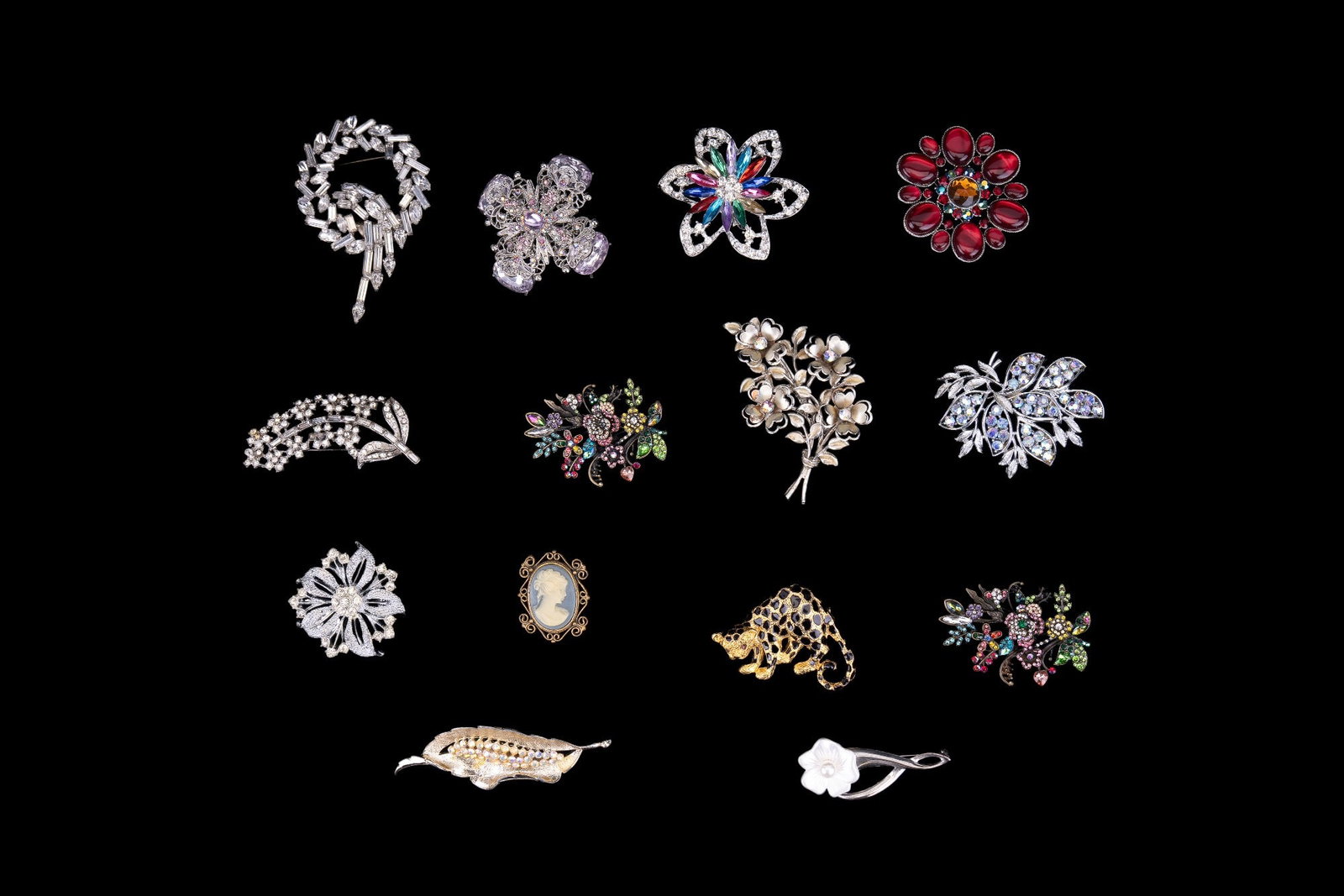 Coro, Parklane, & Vintage Brooches: Sampling includes fourteen various designs & styles of brooches, : Coro, PArklane brooches and more.