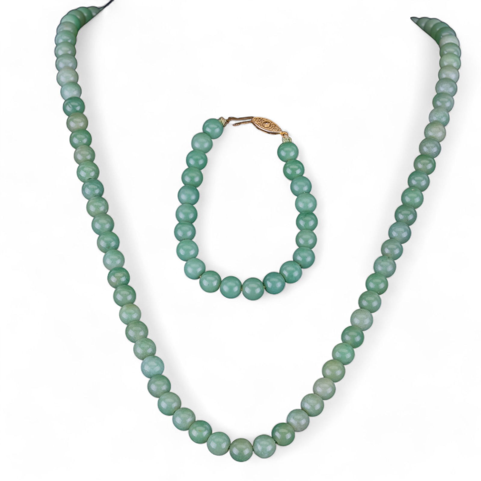 Green Jade Beaded Necklace & Bracelet (1 of 7)