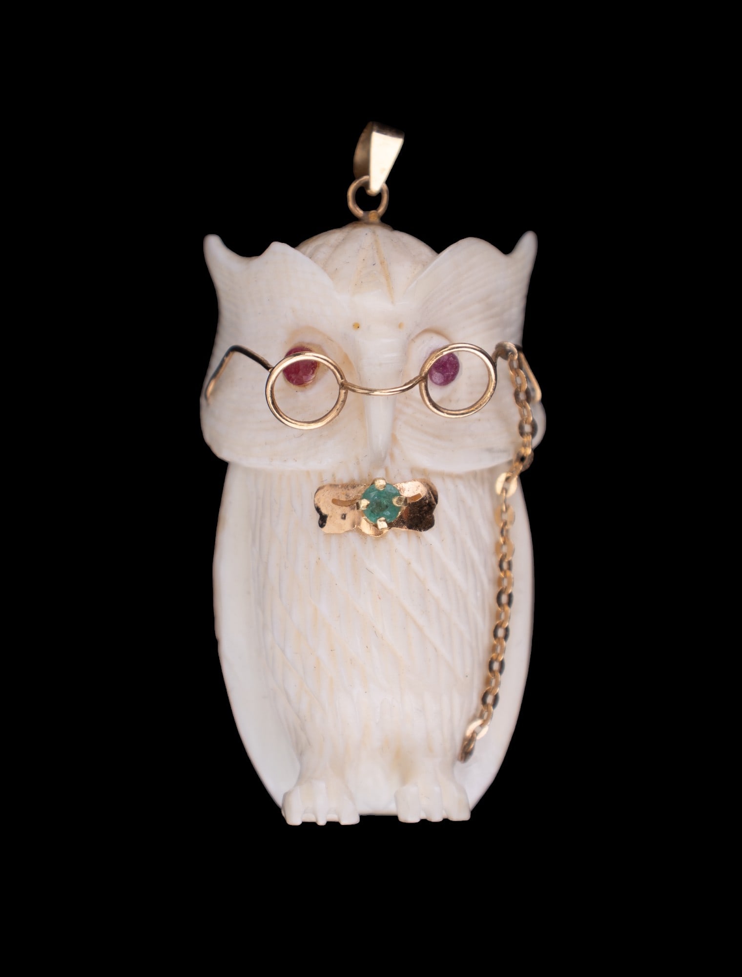 14K Gold Accent Owl Pendant Nat. Material (1 of 7)