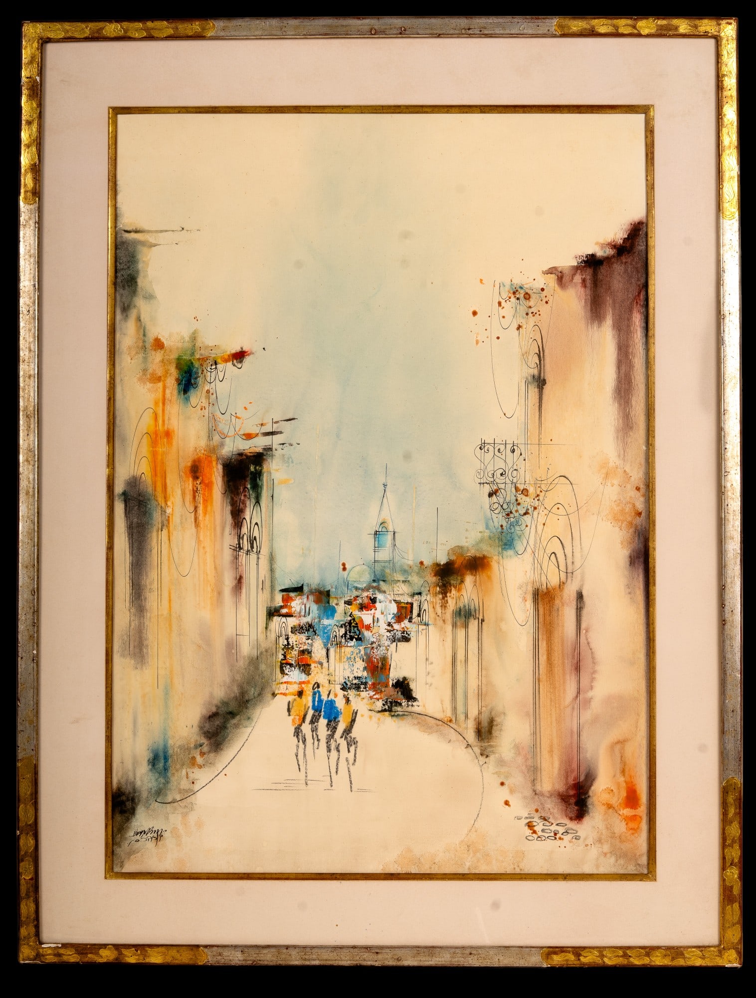 Watercolor Street Scene by Ben Avram (IN, b. 1941) (1 of 6)