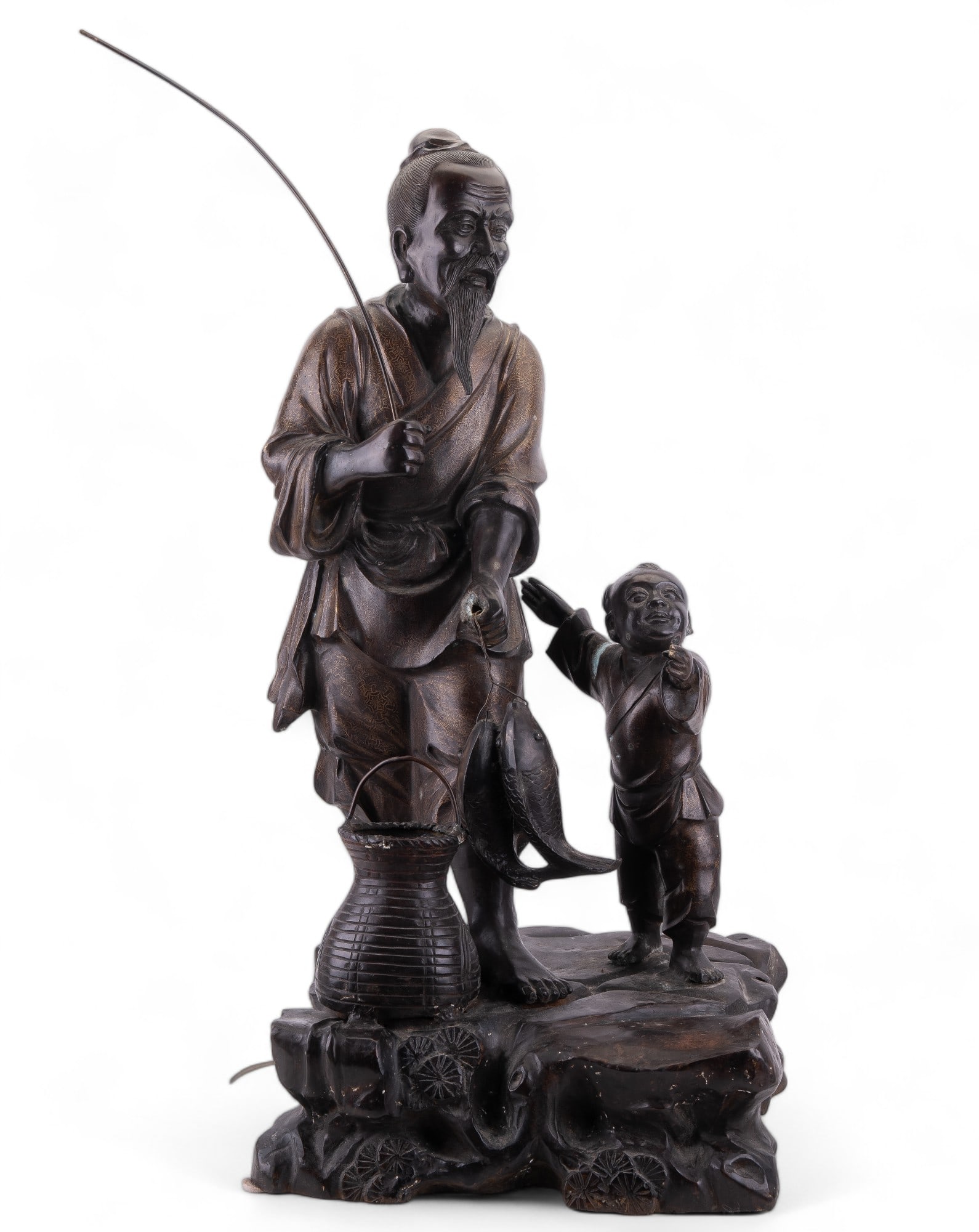 Antique Japanese Shakudo Bronze Statue (1 of 14)