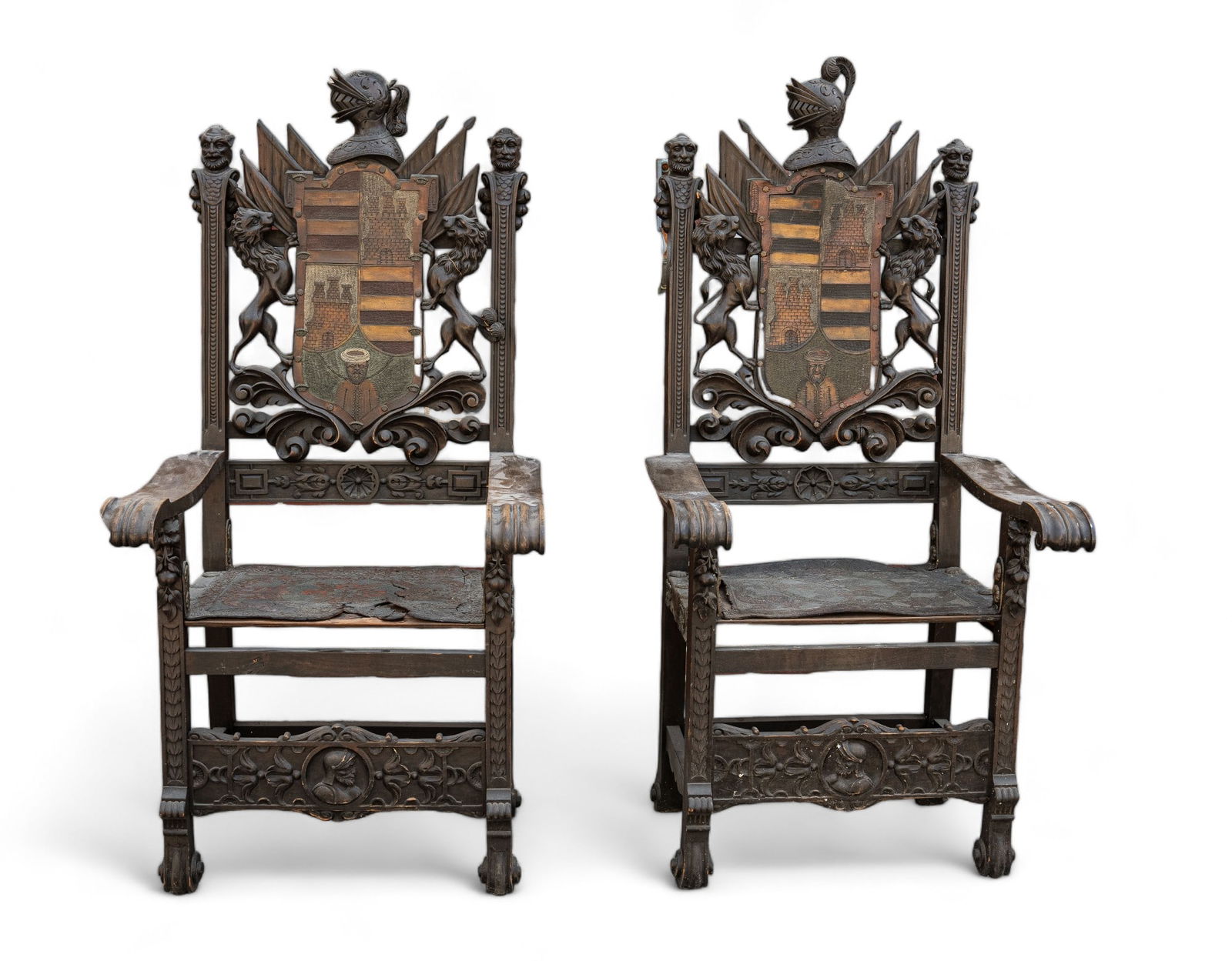 Pair of Renaissance Style Family Crest Chairs (1 of 20)