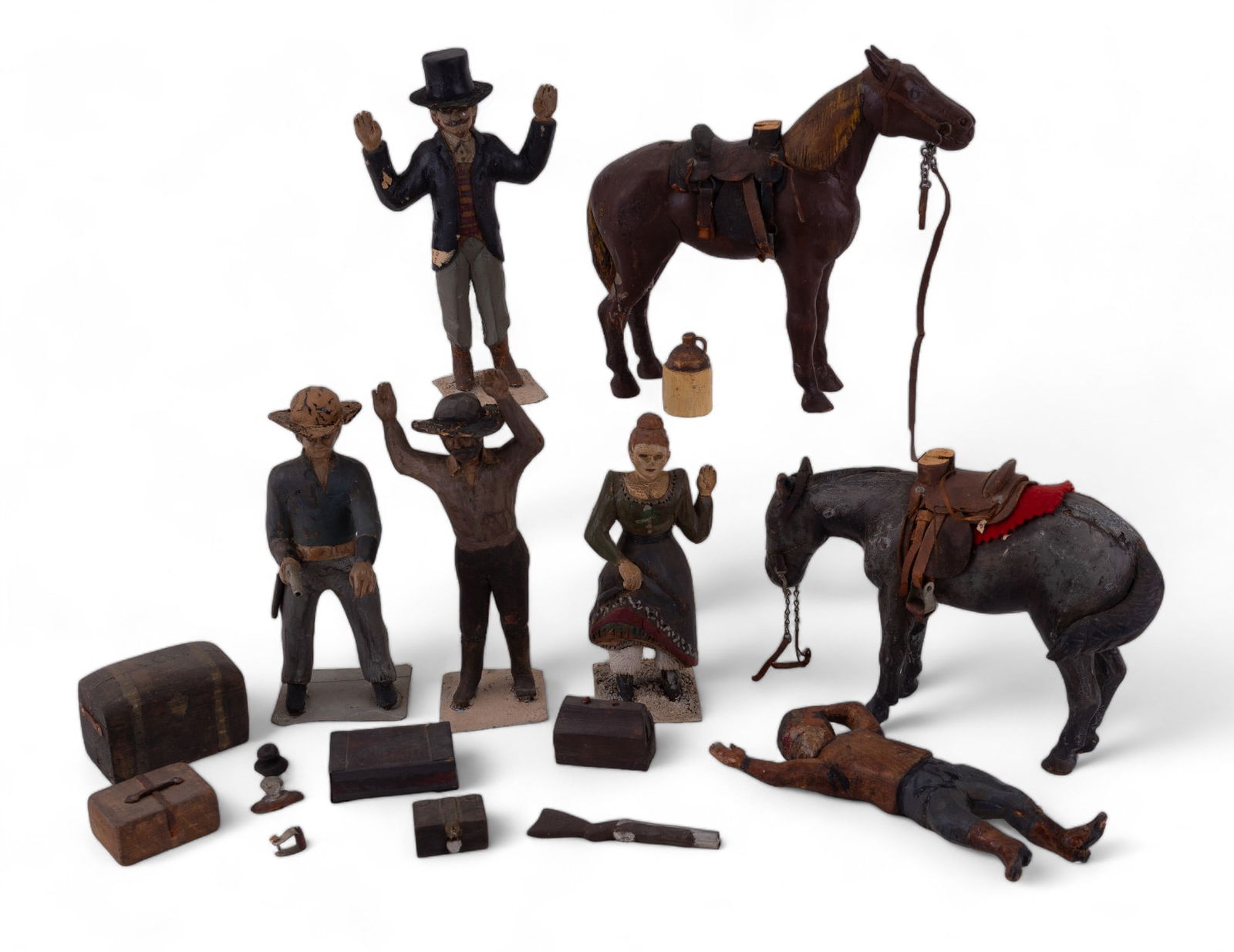 Antique Carved Old West Folk Art (7 pcs) (1 of 9)