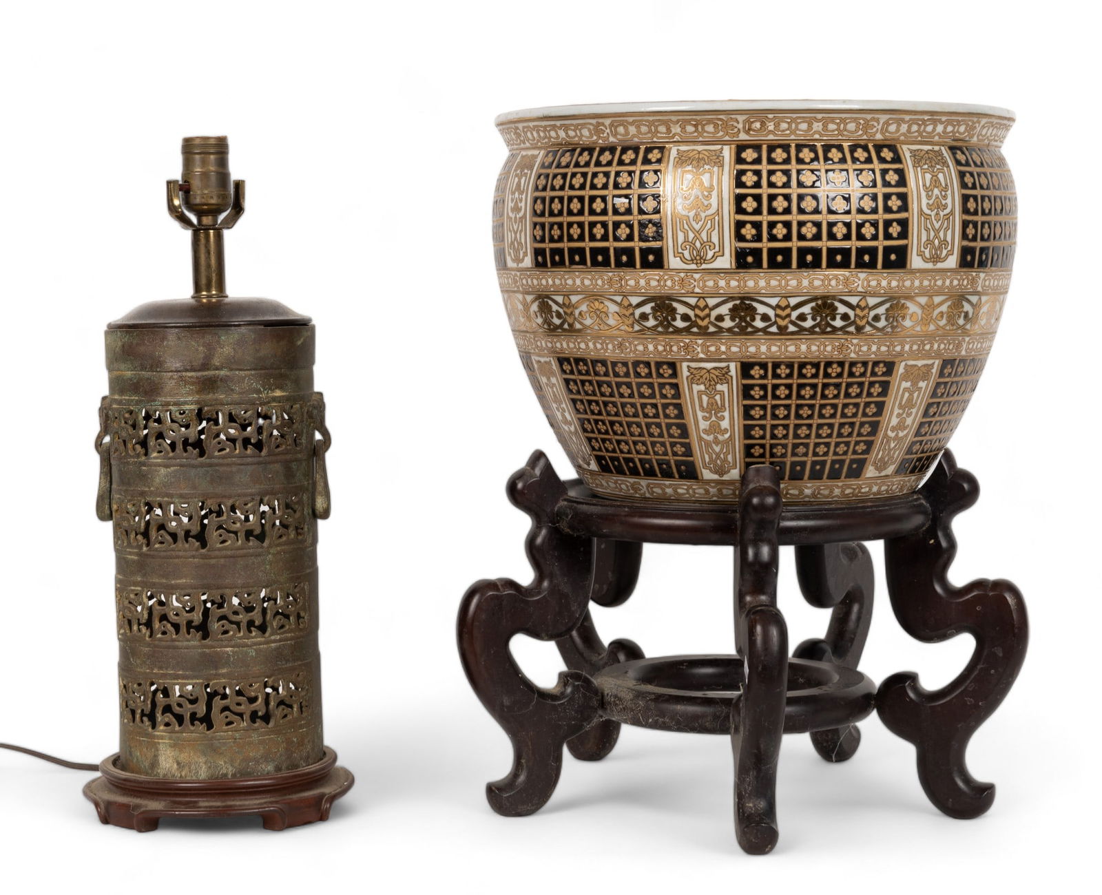 Asian Brass Lamp & Stand & Goldfish Bowl (1 of 13)