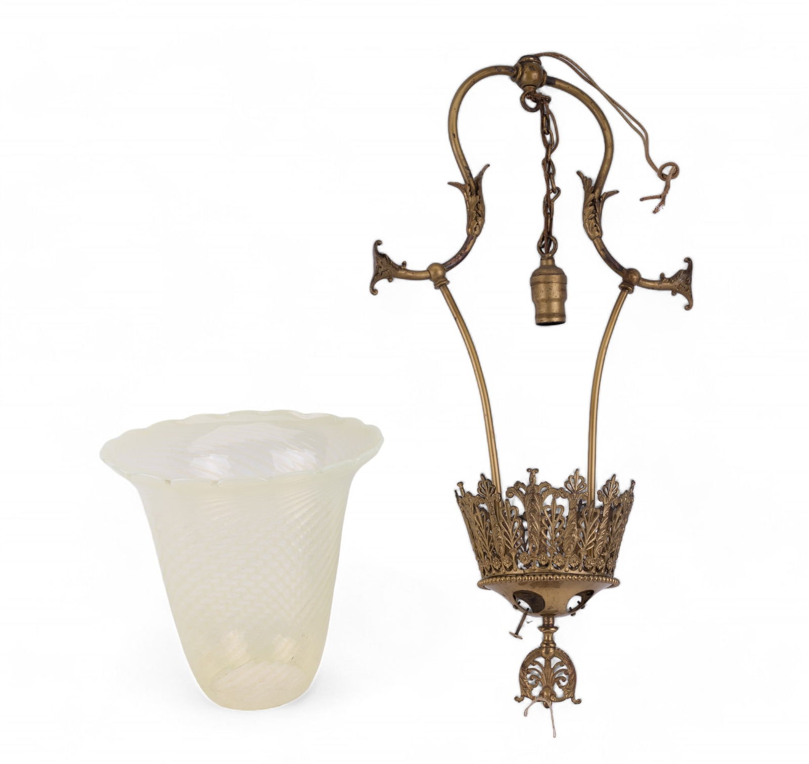 Antique Vaseline Opalescent Swirl Hanging Light (1 of 10)