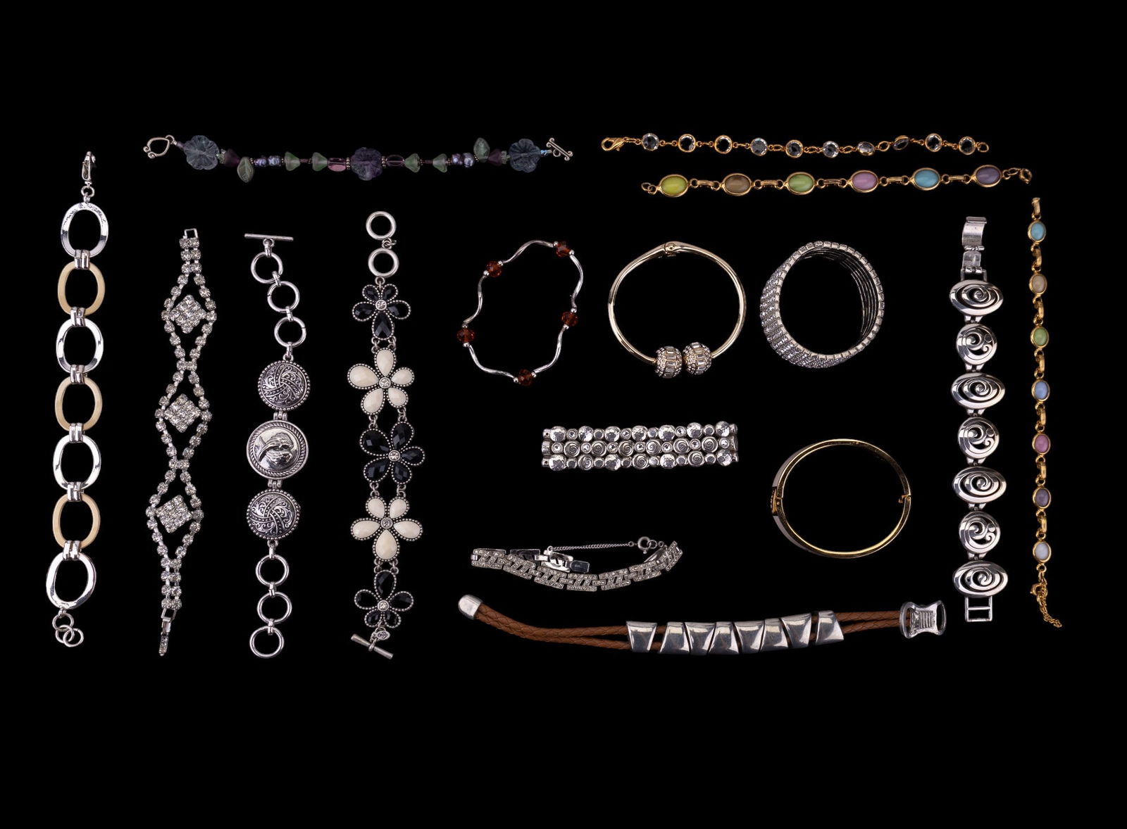 Rhinestone, Silvertone, Enamel Grouping (1 of 11)