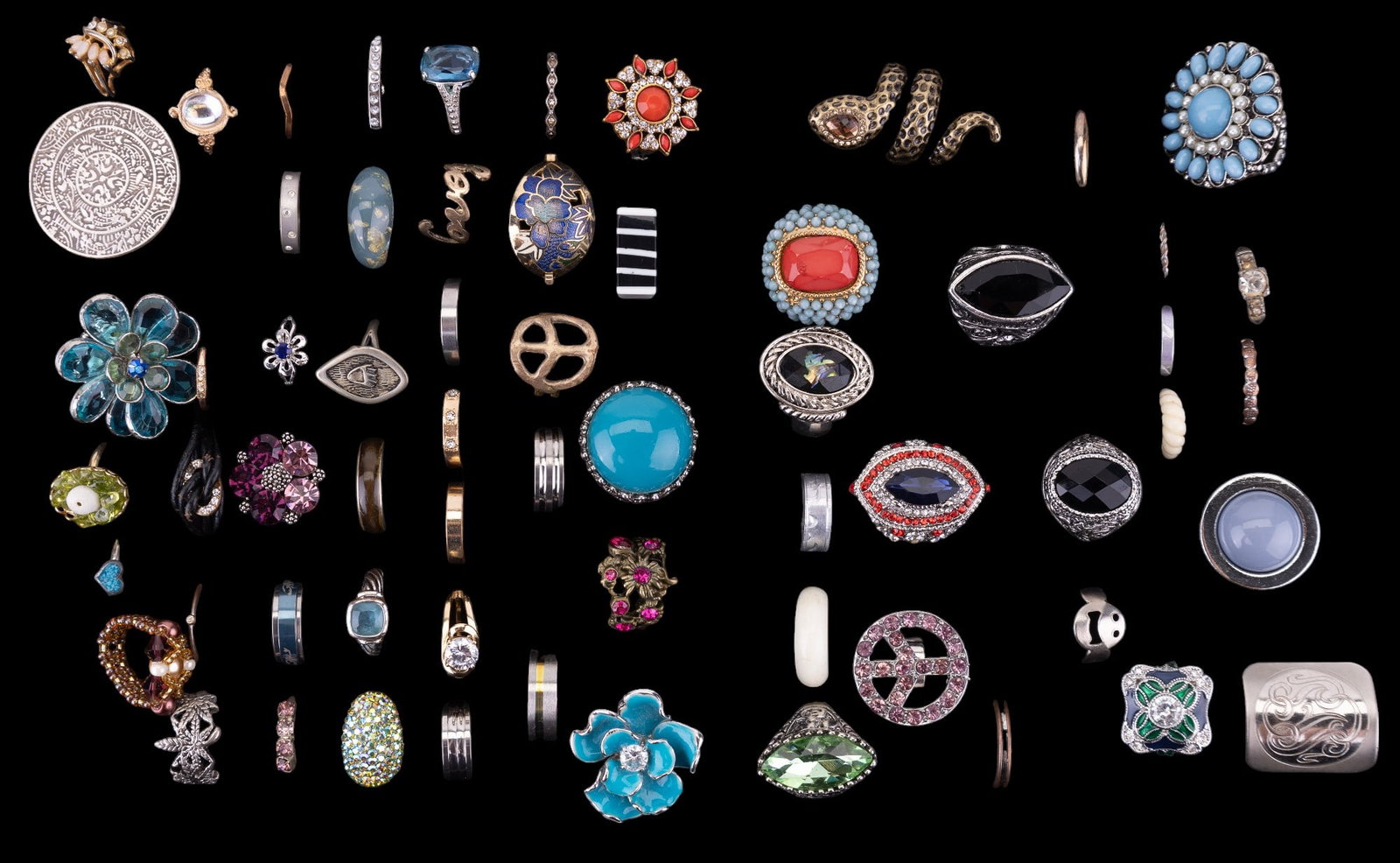 Collection of Costume & Cocktail Rings (63): A collection of over 60 costume and cocktail rings.