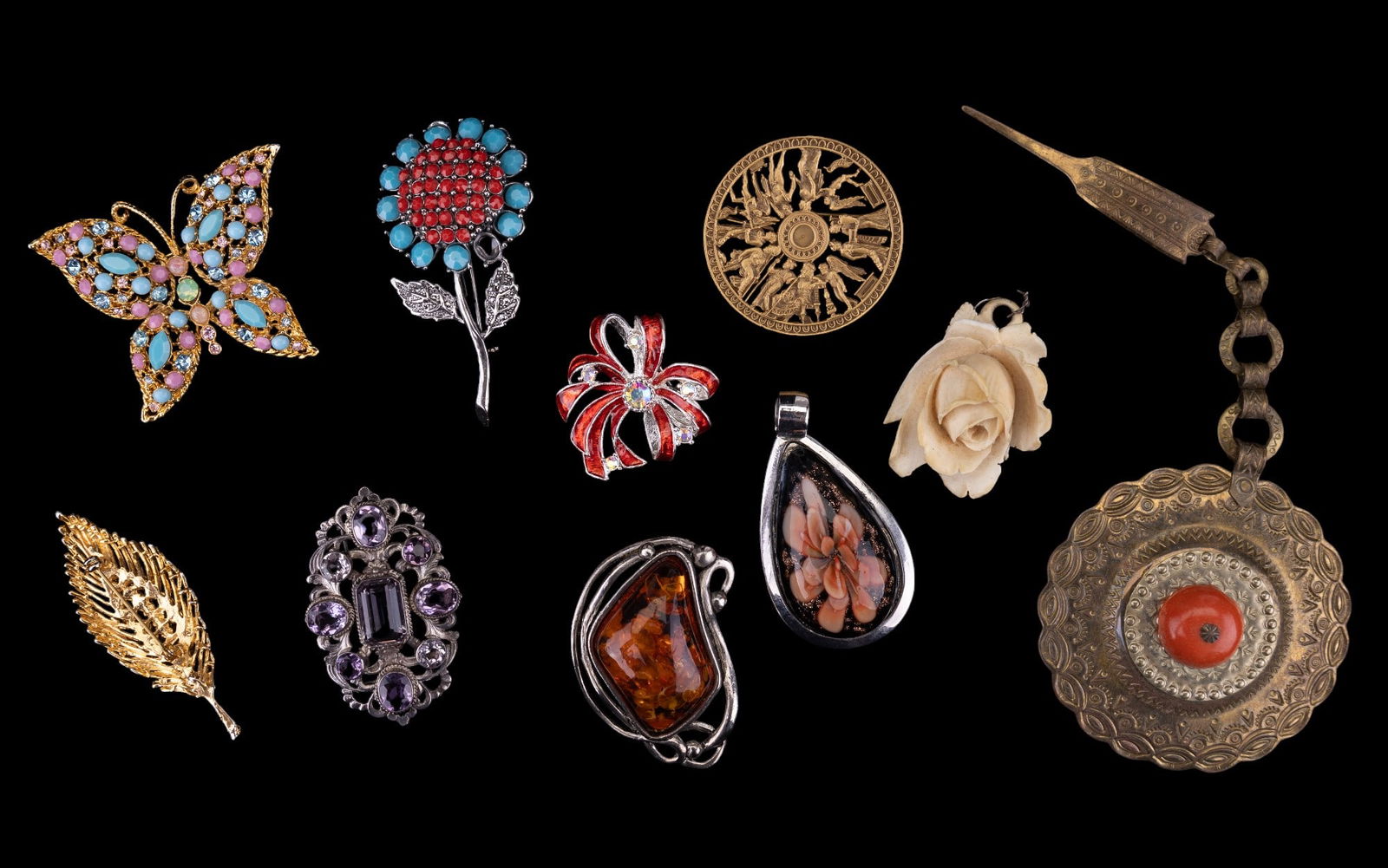 Vintage Brooches & Pendants, Amber (1 of 13)