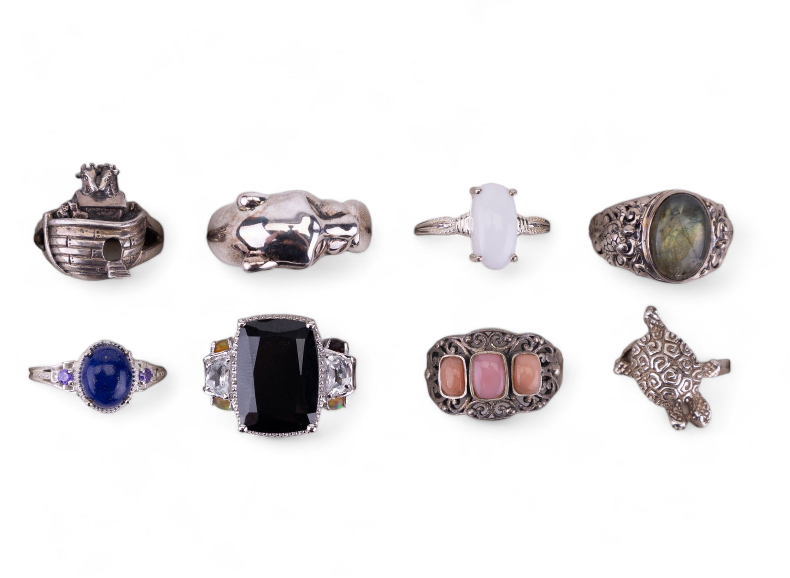 Grouping of Sterling Rings w/ Colorful Stones (1 of 11)