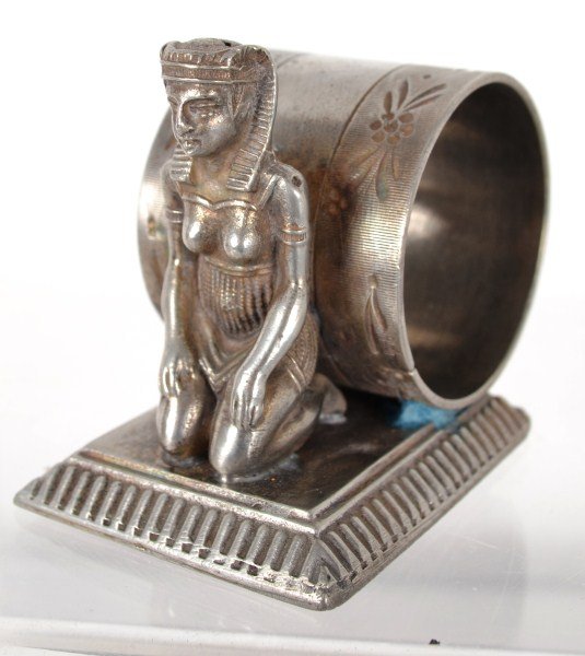Victorian Figural Napkin Ring c880: Southington Company kneeling Egyptian napkin ring c 1880