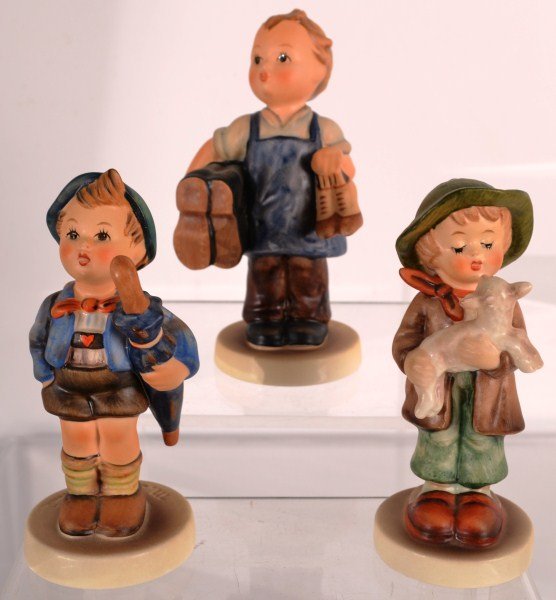 Lot of Three Hummel Figurines: 68, 198, 143: Lot of 3 Hummel figurines: The Lost Sheep #68, "Home From Market" #198 and "Boots" # 143