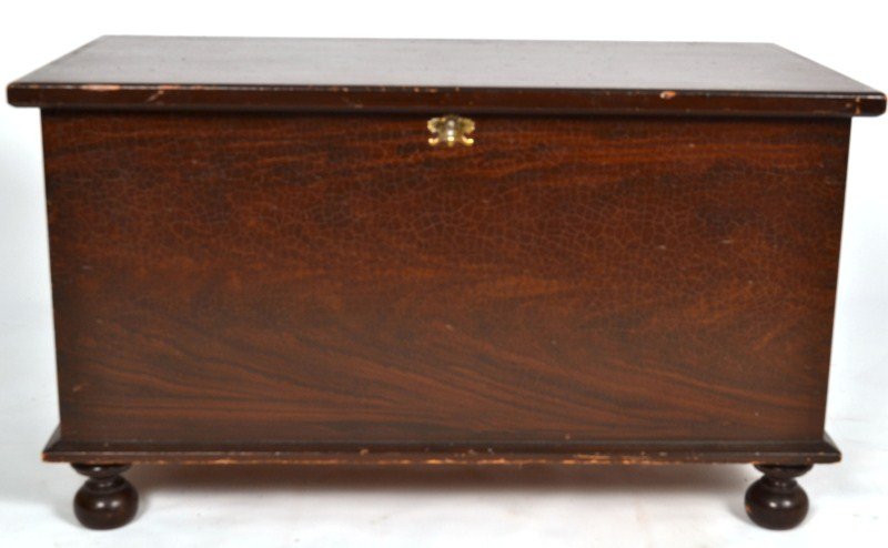 19th C York Co. Blanket Chest: 19th C York Co. Blanket Chest labeled "Furniture of C. A. Strack, 130 S. George Street, York PA; C. A. Strack, was furniture dealer and undertaker circa 1878, 22"h x 38"w x 19"d