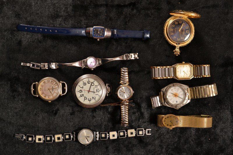 Men's and Lady's Watch Grouping: Watch grouping including ten men's and lady's wrist and pocket watches; Westclox; Coleman; Milan; Timex, etc.