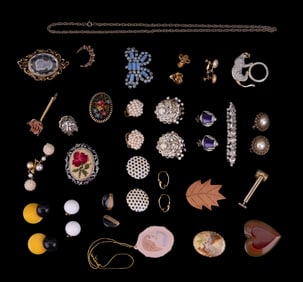 Earring, Brooch, Pin, Pendant Grouping