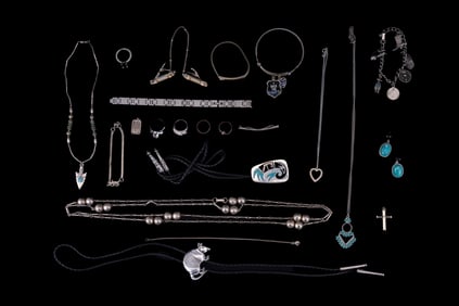 Silvertone Turquoise, Blue Stone, Costume Jewelry