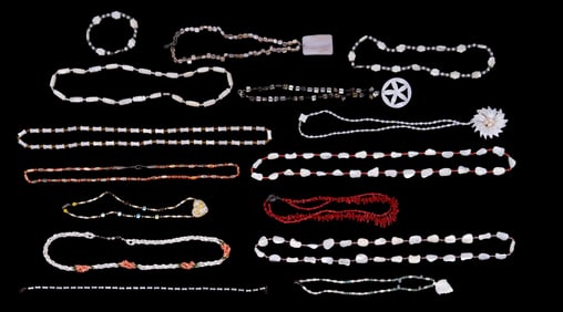 Red Coral Necklace, M.O.P, Pearl Necklaces