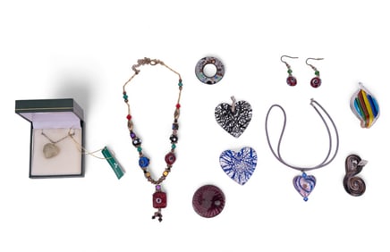 Glass Beaded Necklace, Art Glass Pendants & more