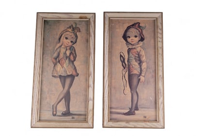 Pair of Mid-Century Harlequin Boy & Girl by MAIO