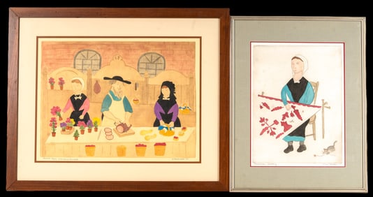 Amish Themed Etchings by Xtian Newswanger (2)