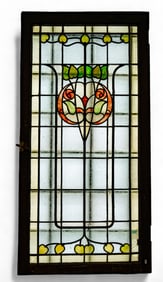 Floral Leaded Glass Window > 2' x 4'