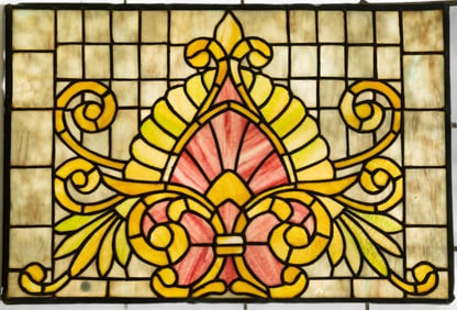 Floral Slag Glass Window Panel